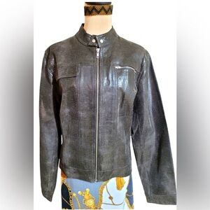 I.E. Genuine Leather Jacket - Olive Green